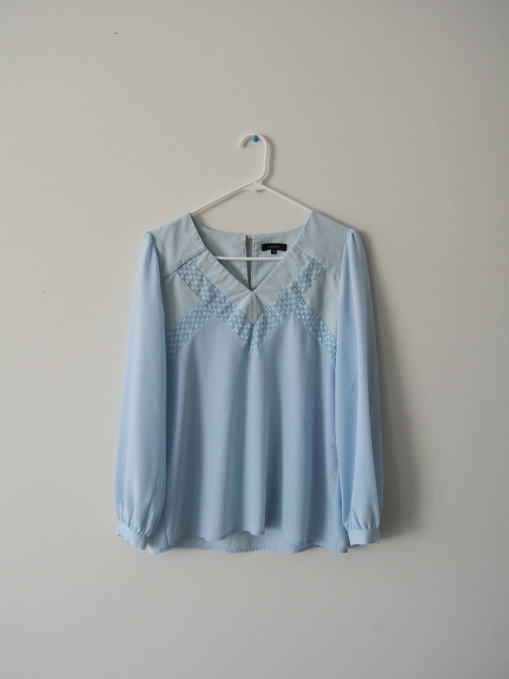 Sky Blue Chiffon V-Neck Blouse